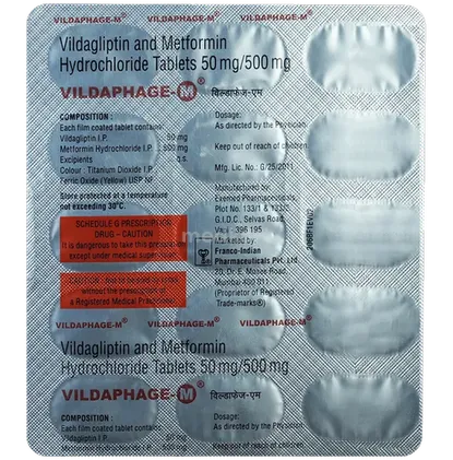 vildaphage m tablet 15's